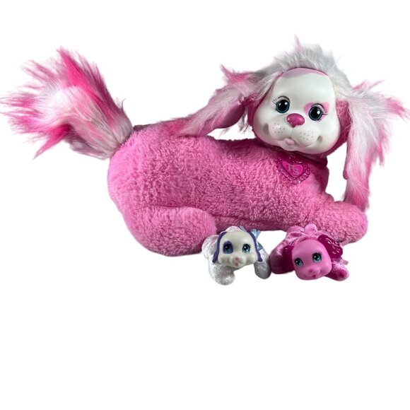 Puppy Surprise Pink Plush Toy Mama Dog‎ Stuffed Animal with 2 babies imaginative - Picture 1 of 10